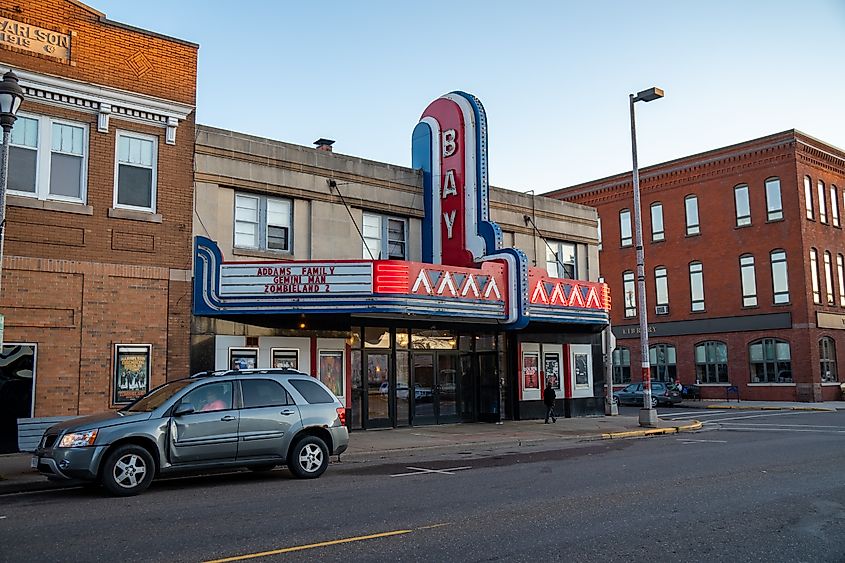 Exterior of the Bay movie theater in Ashland, Wisconsin. Editorial credit: melissamn / Shutterstock.com