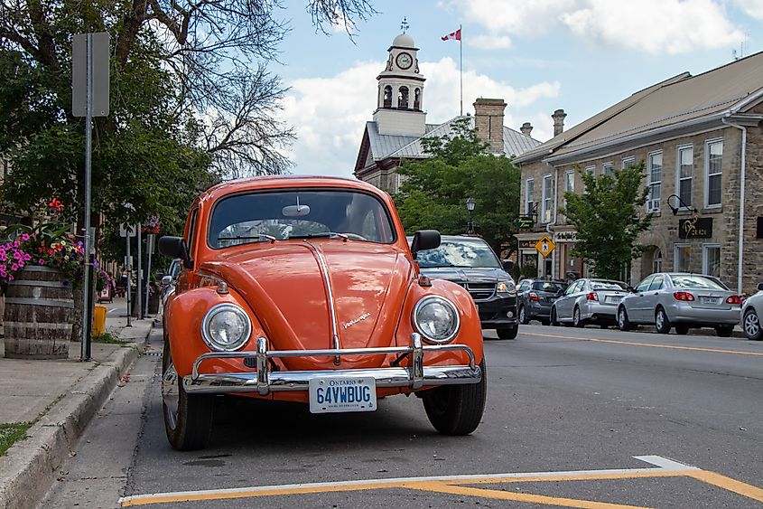 A vintage car on a street in Perth, Ontario.