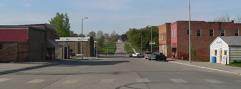 Downtown Rulo in Nebraska.