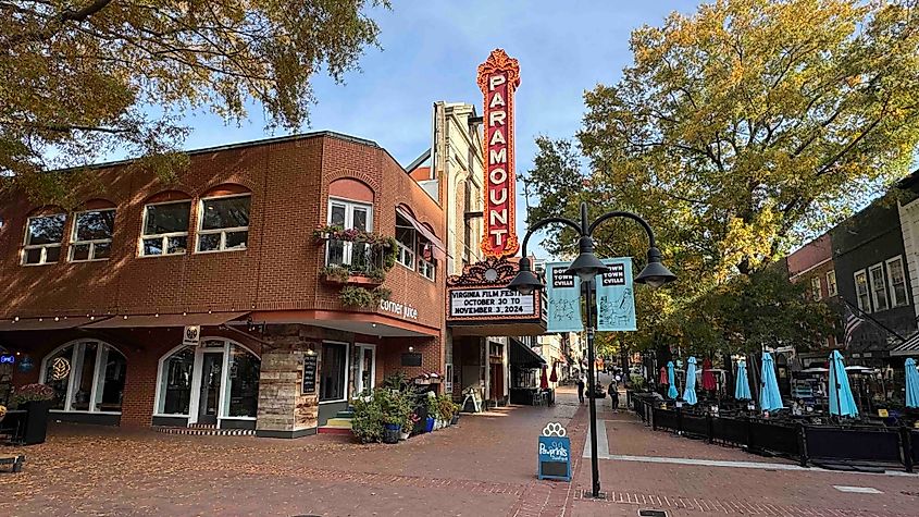 Charlottesville's historic pedestrian mall photo by Bryan Dearsley