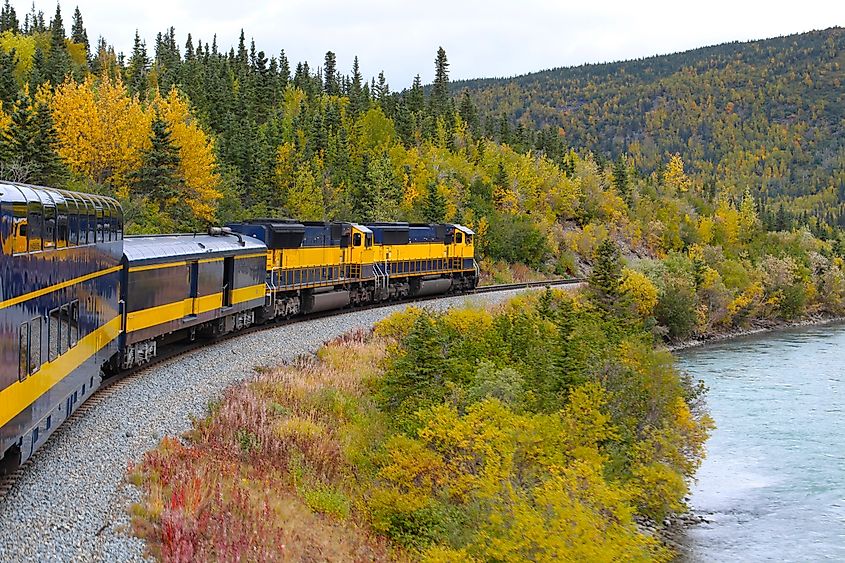 Scenic train ride in Alaska.