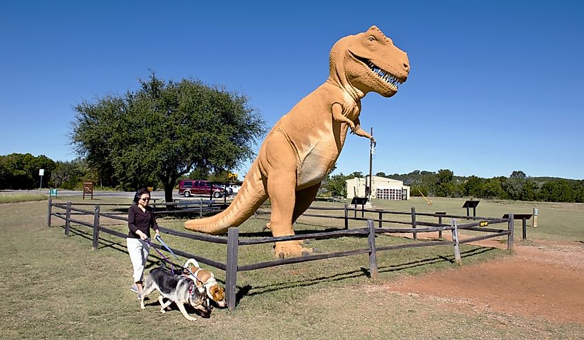 Dinosaur Valley State Park in Glen Rose, Texas having Dino tracks over 100 million years old.