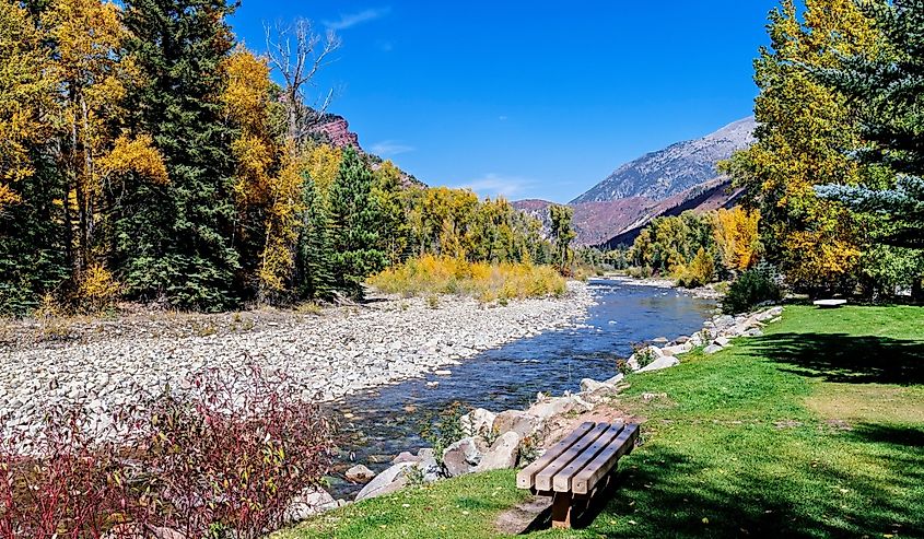 Picnicking at Redstone Park on the Crystal River Redstone, Colorado USA