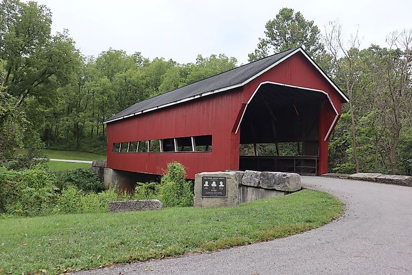 A covered bridge in Paoli, Indiana.