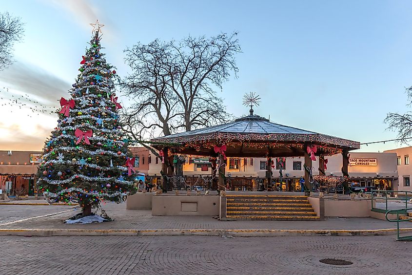 Christmas decorations in Taos, New Mexico.