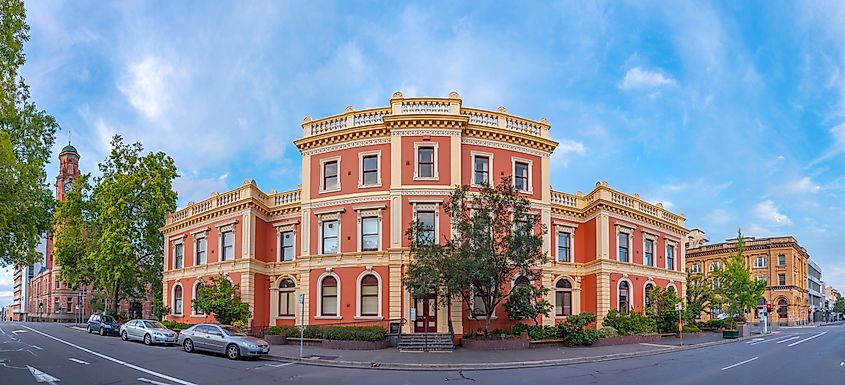 Historical houses in center of Launceston, Australia. 