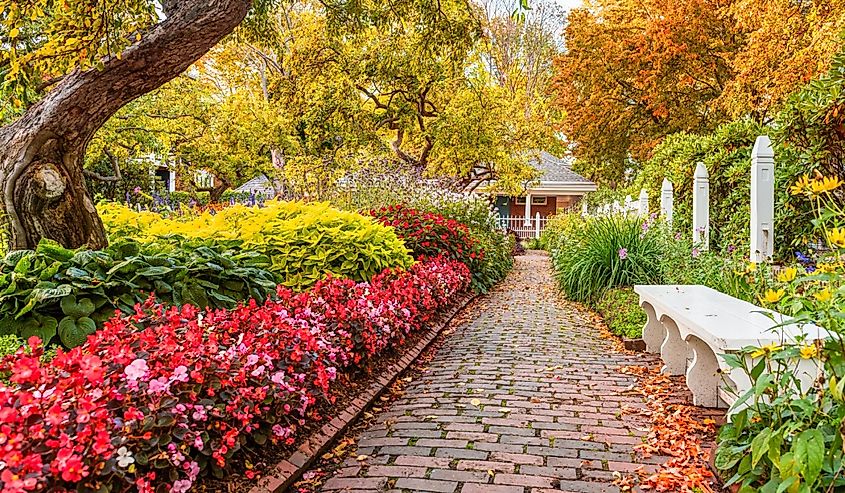 Portsmouth, New Hampshire, USA at Prescott Park during autumn.