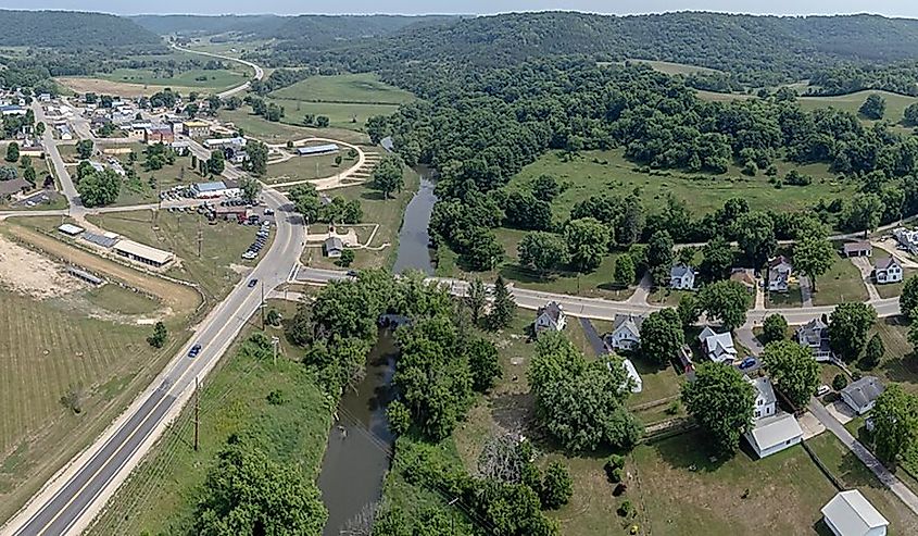 Aerial view of Viola, Wisconsin.