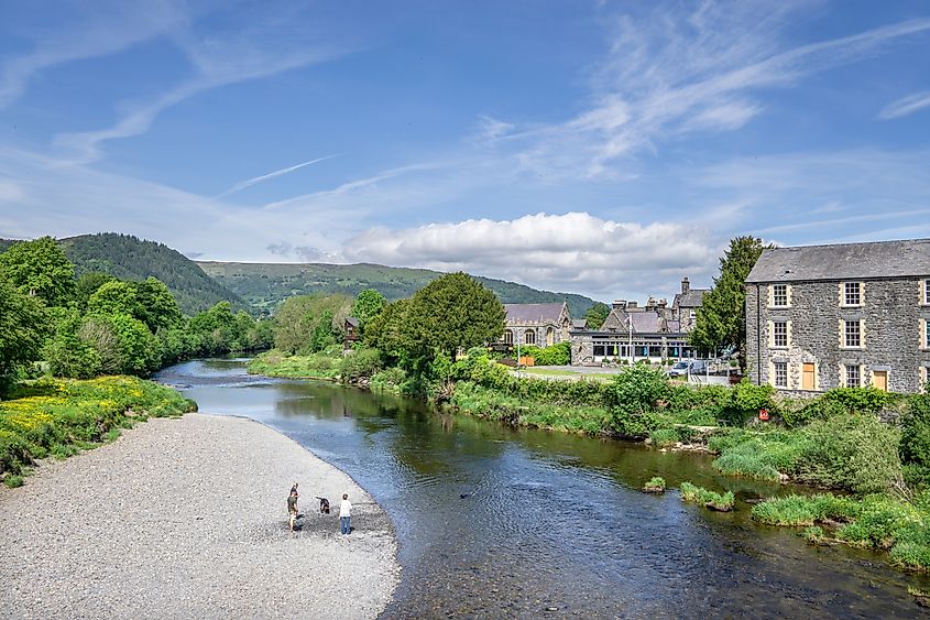 A riverside view in Llanrwst, Wales.