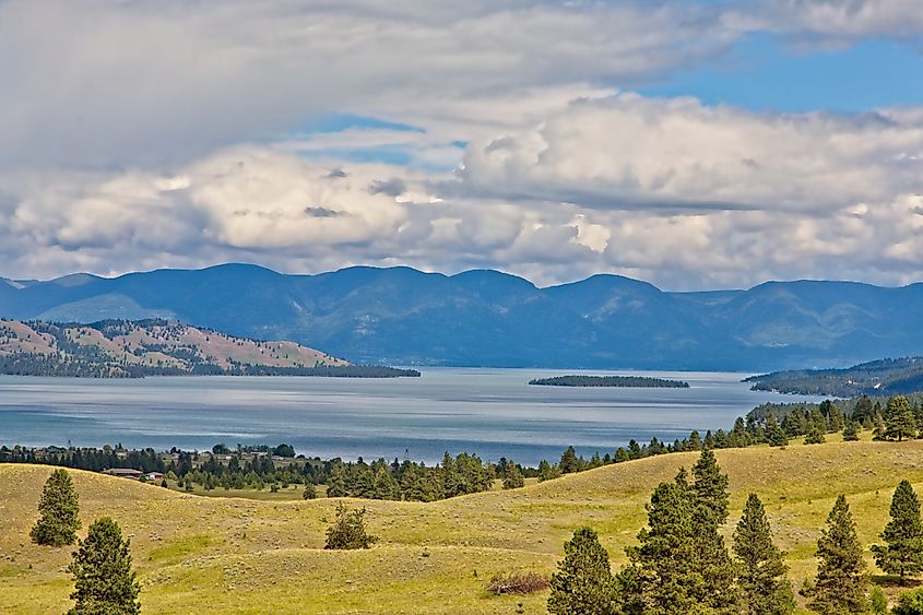 A scenic view of Flathead Lake from Polson, MT.