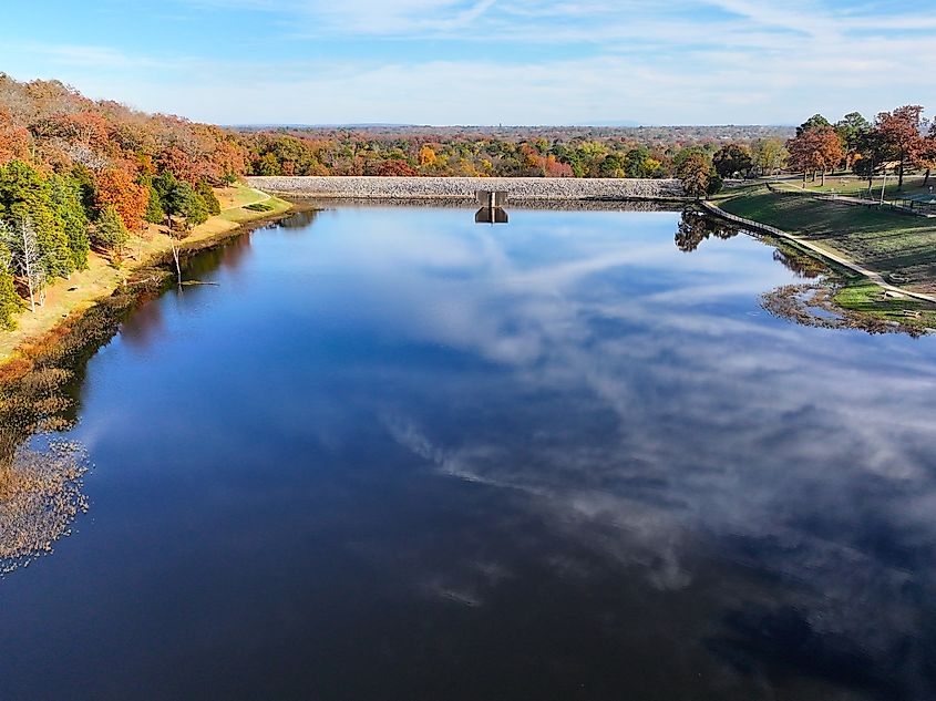 Aerial view of Van Buren City Park in Van Buren, Arkansas.