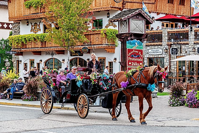 Downtown street in Leavenworth Washington.