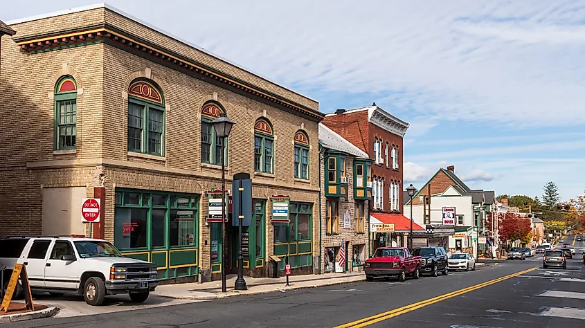 Businesses along Carlisle Street in Gettysburg, Pennsylvania.