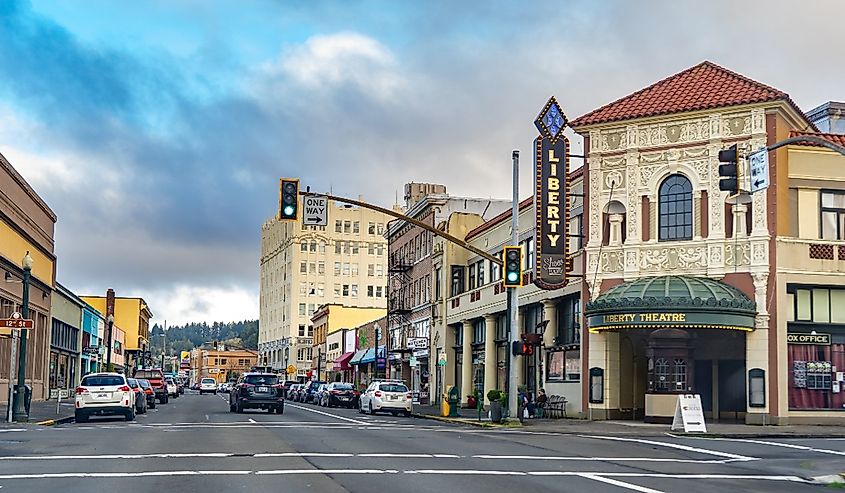 The historic Liberty Theatre in downtown Astoria, Oregon