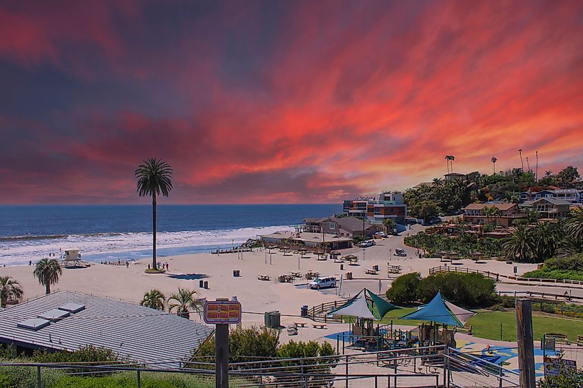 View of Encinitas, California, at dusk.