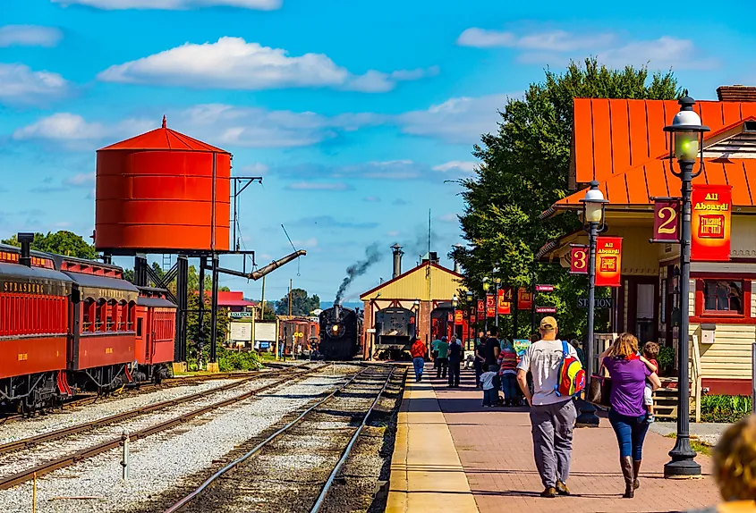 The Strasburg Rail Road steam locomotive near Strasburg, Pennsylvania.