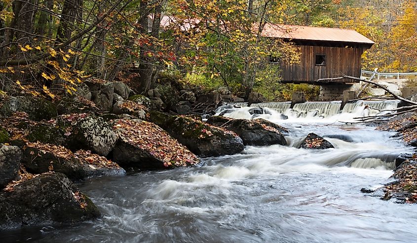 Waterloo Covered Bridge in autumn.