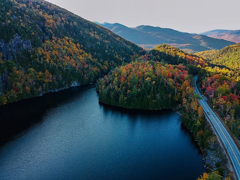 Route 73 near Keene Valley, one of the most scenic stretches of road in the central Adirondacks.