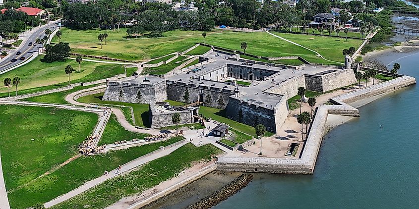 Aerial view of the Castillo de San Marcos, St. Augustine, Florida.
