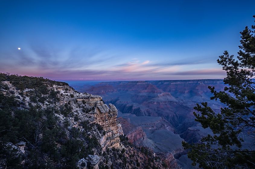 The Grand Canyon's South Rim during a sunrise. 