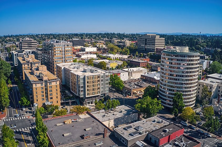 Aerial View of the Vancouver, Washington Skyline during Summer.