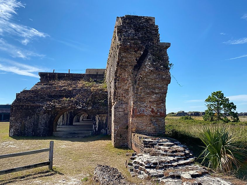 Gulf Islands National Seashore stretches along the Gulf of Mexico's barrier islands in Florida, featuring Fort Pickens, a historic pentagonal military fort located on Santa Rosa Island.