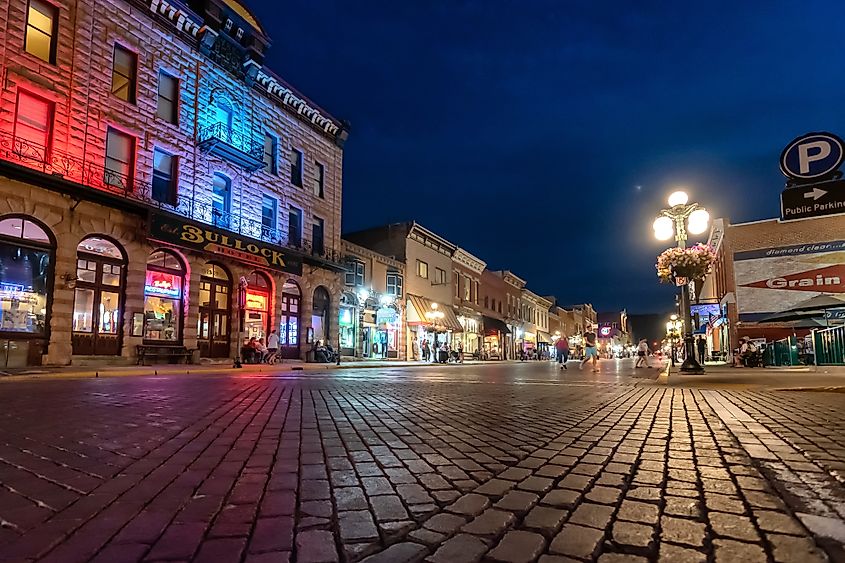 Night scene in Deadwood, South Dakota.