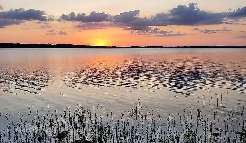 Sunset over Walter F George Reservoir in Georgia.