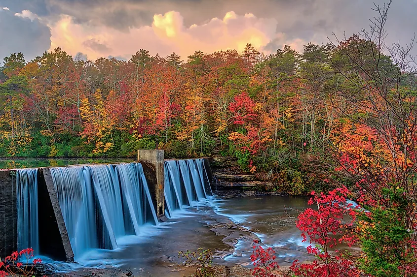 Sunrise over DeSoto Falls near Mentone, Alabama.