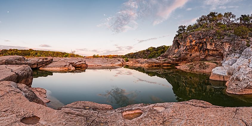 View of the Pedernales Falls State Park in Johnson City, Texas.