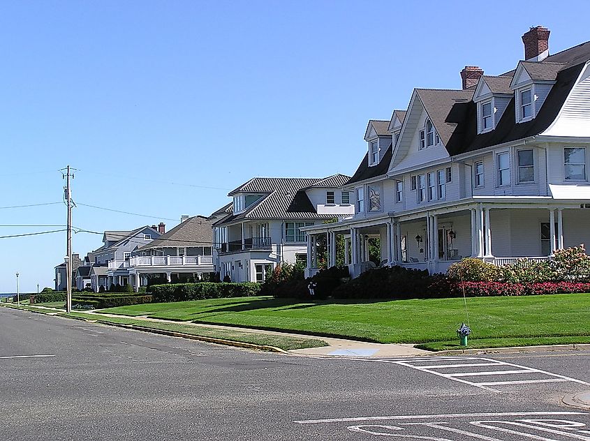 View of homes in the Allenhurst Residential Historic District in Allenhurst, Monmouth County, New Jersey.