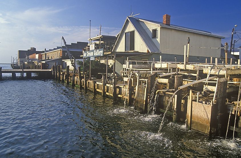 An Ice cream shop along the harbor in Crisfield, Maryland.