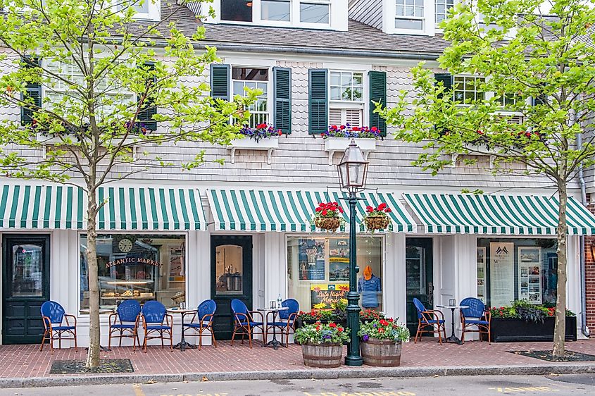 EDGARTOWN, MA, USA - JUNE 20, 2010: Urban scene from Edgartown during summer on a cloudy day at Martha's Vineyard. Edgartown was once a major whaling port.