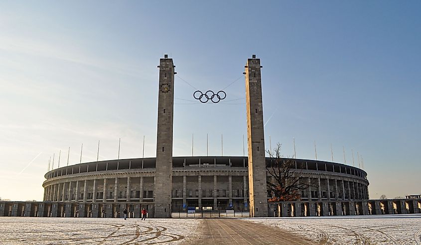  The Olympiastadion (Olympic Stadium), a sports stadium at Olympiapark built for the 1936 Summer Olympics