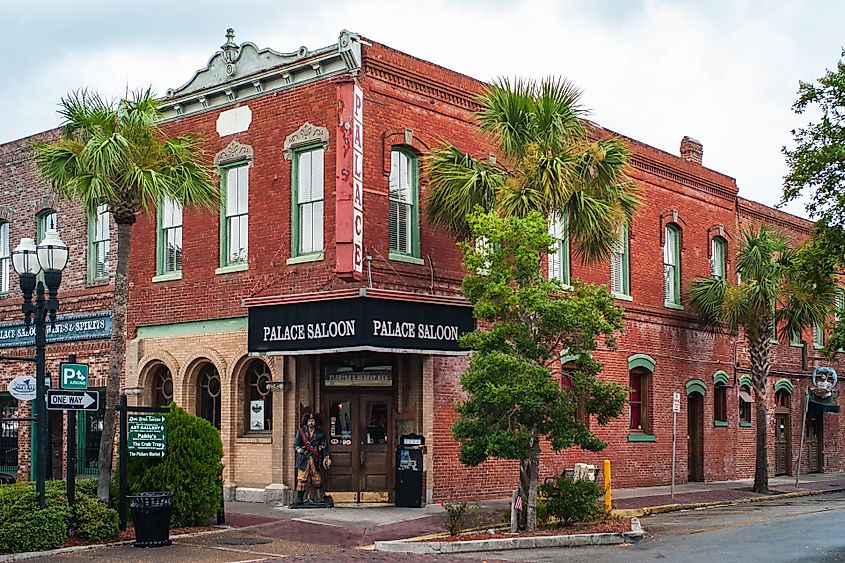 Palace Saloon in the Famous Prescott Building in Fernandina Beach on Amelia Island. A Historic Red Brick Building in the Beaux Arts Style. Editorial credit: Dietmar Rauscher / Shutterstock.com