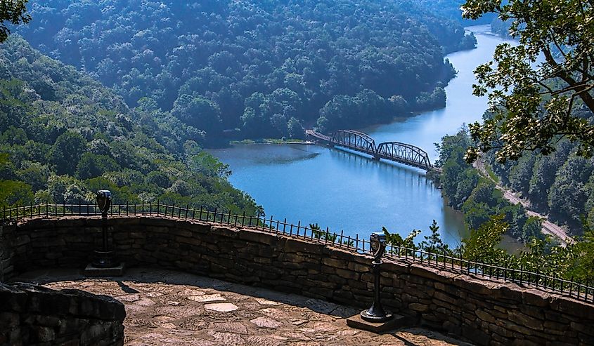 Scenic Overlook at Hawks Nest States Park of the New River in Ansted, West Virginia.