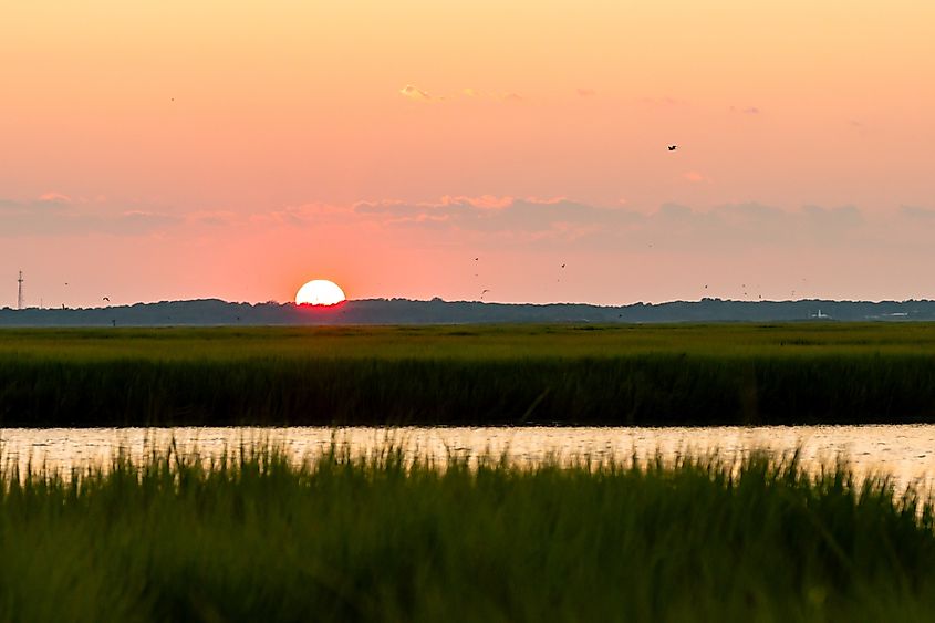 Sunset over the Cape May National Wildlife Refuge, New Jersey.