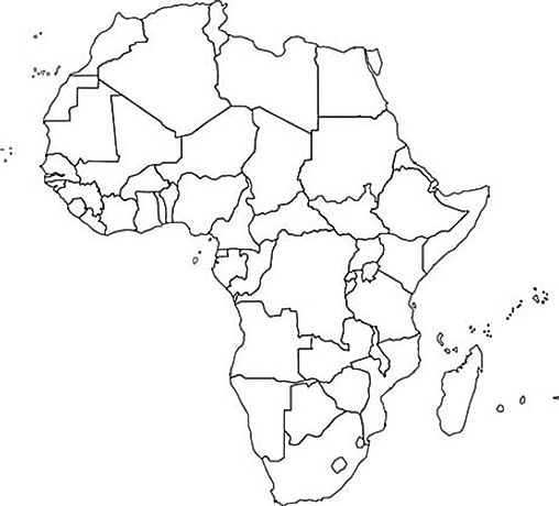 black and white political map of africa