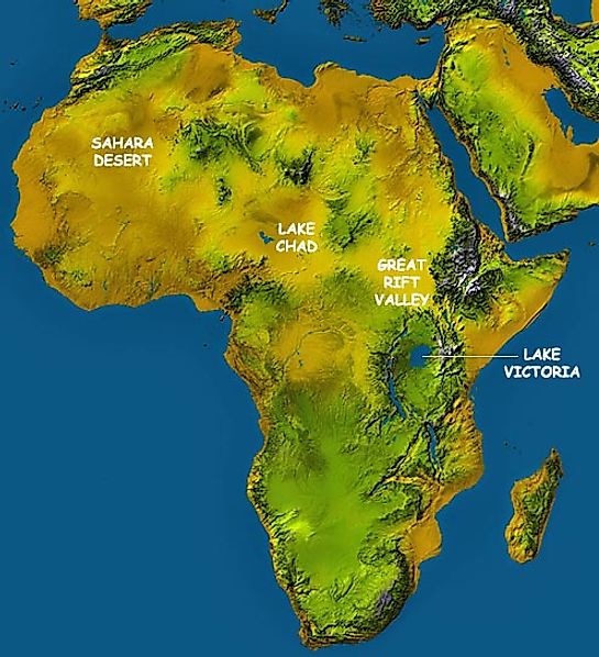 africa map with mountains