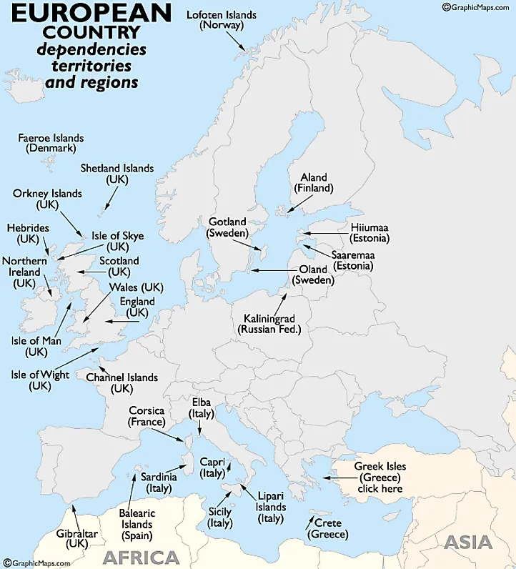 Europe Continent Countries Dependencies Territories and Regions Map by ...