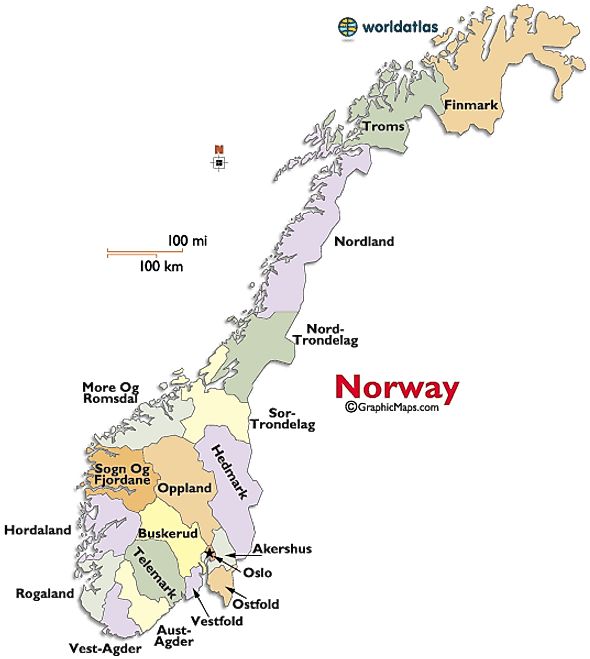 Norway Large Color Map