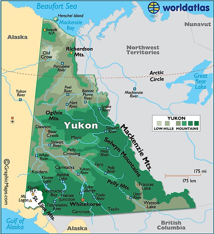 Yukon Canada Large Color Map