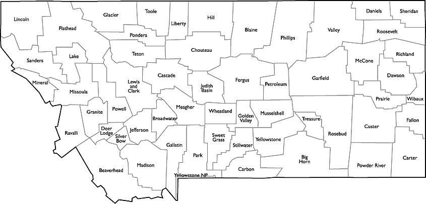 Montana County Map with Names