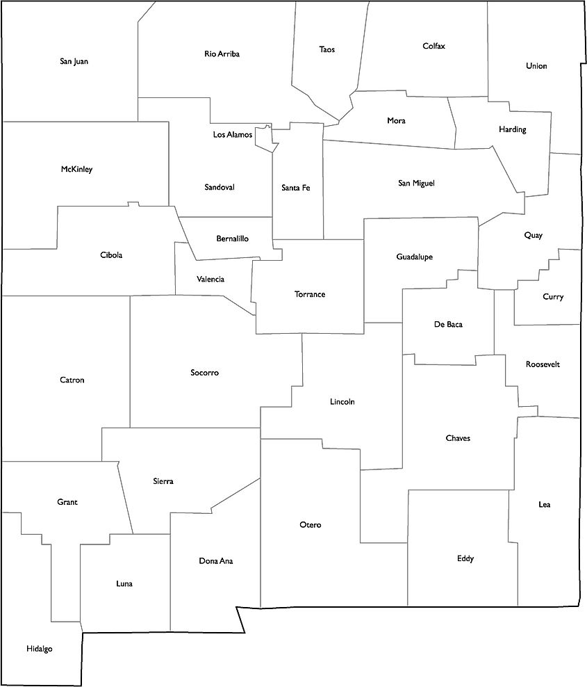 New Mexico County Map with Names