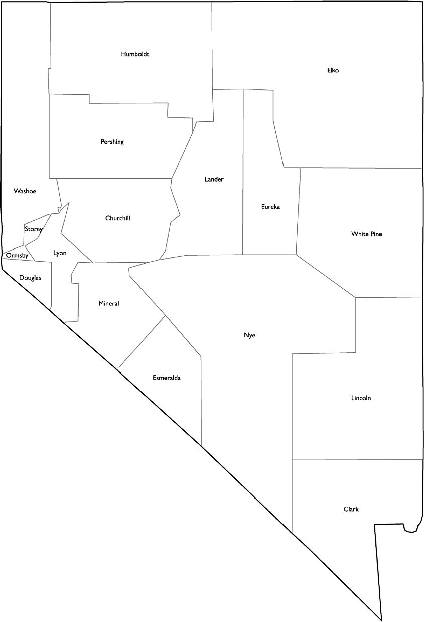 Nevada County Map with Names