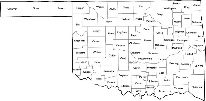 Oklahoma County Map with Names