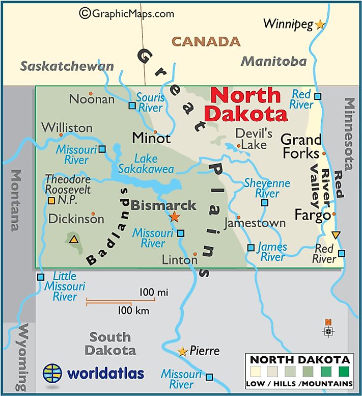 North Dakota Large Color Map