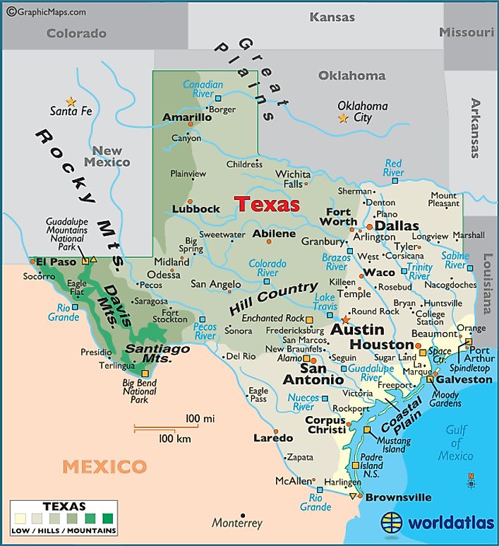 Texas Large Color Map