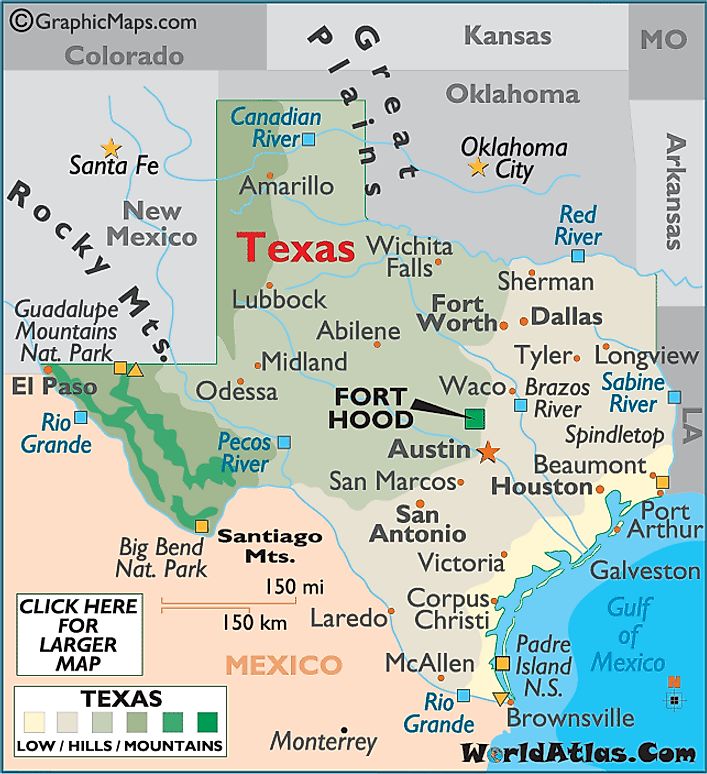 Texas Large Color Map