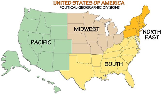 Штаты на востоке сша. Северо Восток США на карте. Районы США. Запад США карта. Части США.